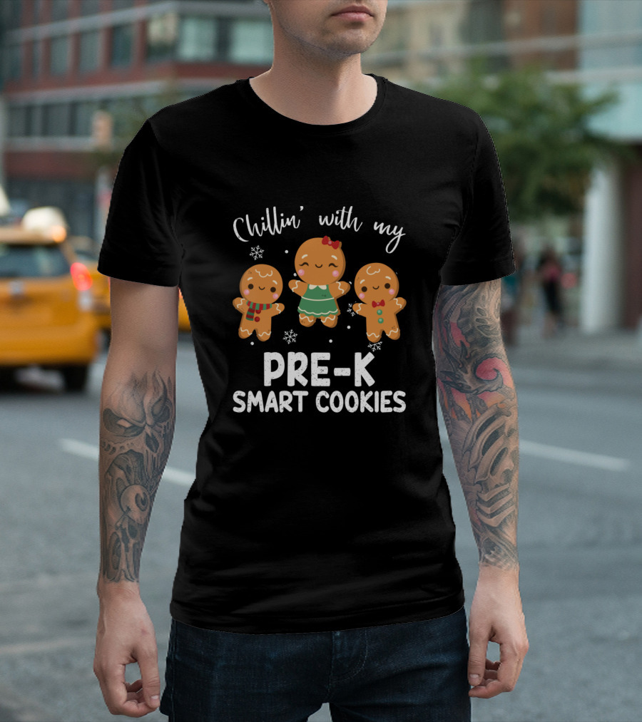Chillin With My Pre K Smart Cookies Gingerbread Snowflakes T-Shirt