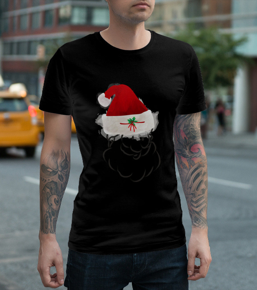 Christmas Santa Hat with Holly Ribbon Decoration T-Shirt