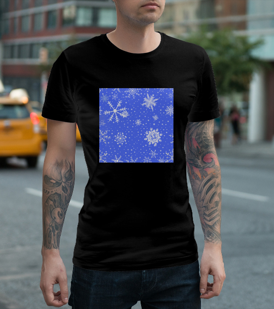 Christmas Snowflakes Pattern Blue Snow T-Shirt