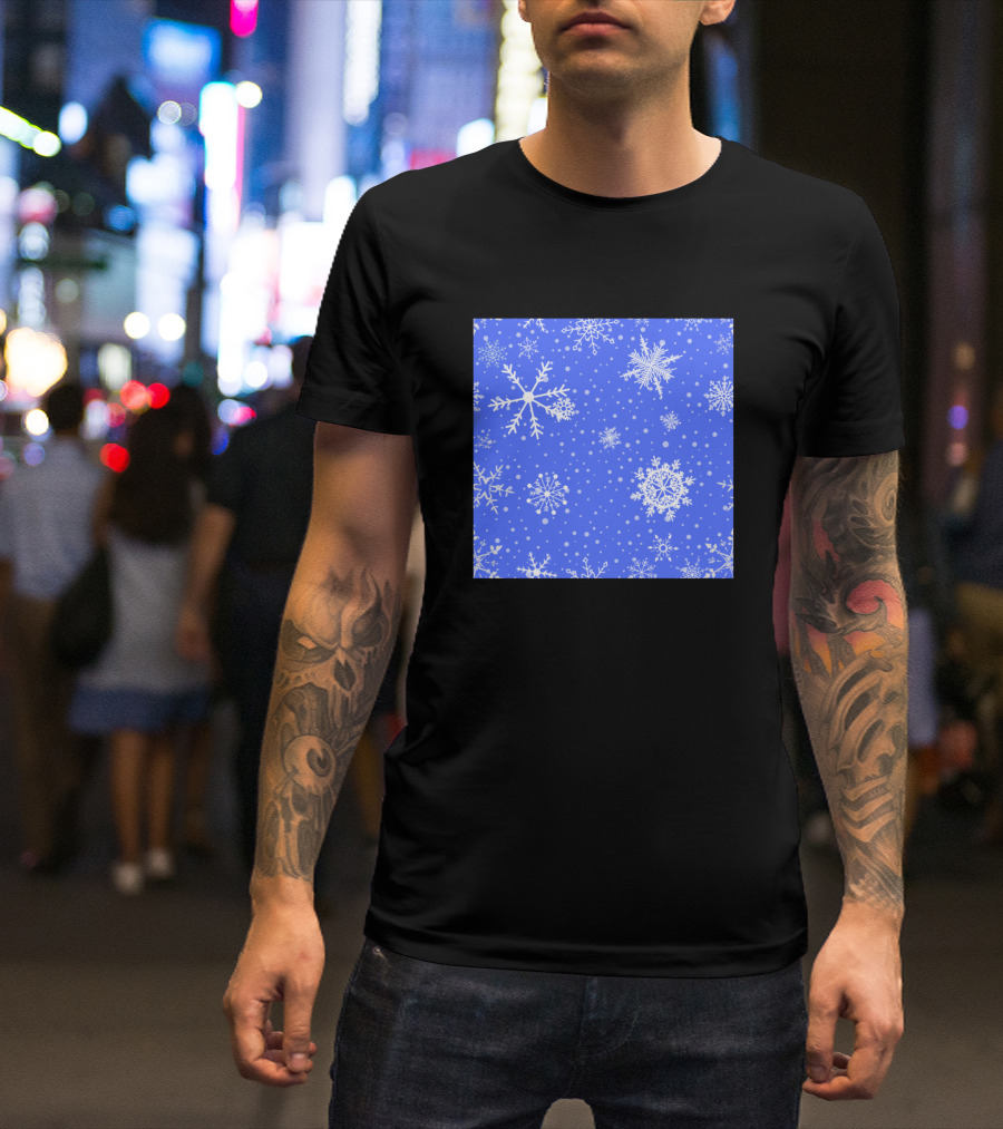 Christmas Snowflakes Pattern Blue Snow T-Shirt