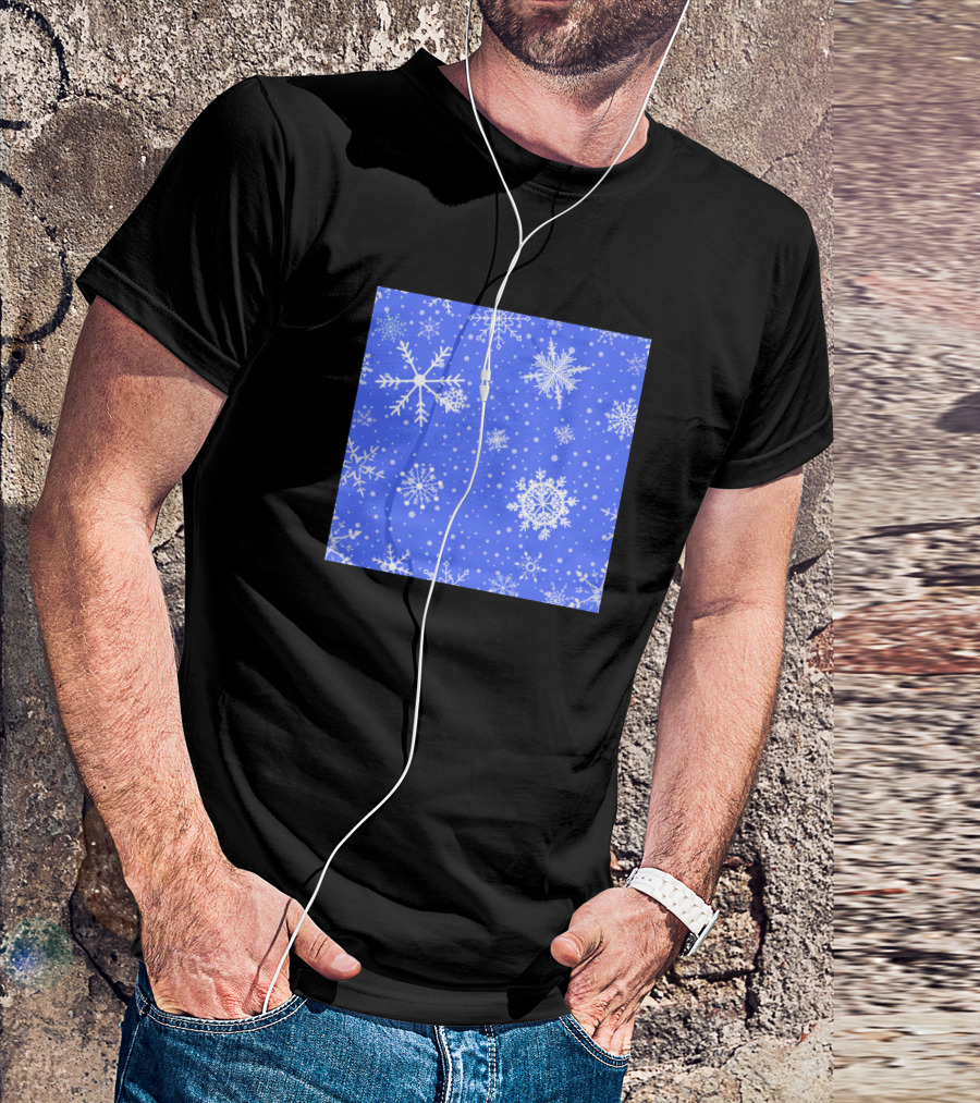 Christmas Snowflakes Pattern Blue Snow T-Shirt