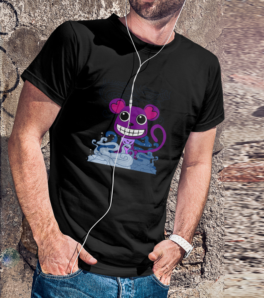 Cute Purple Monkey On Waves T-Shirt