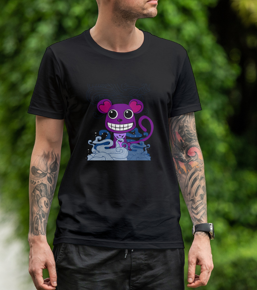 Cute Purple Monkey On Waves T-Shirt