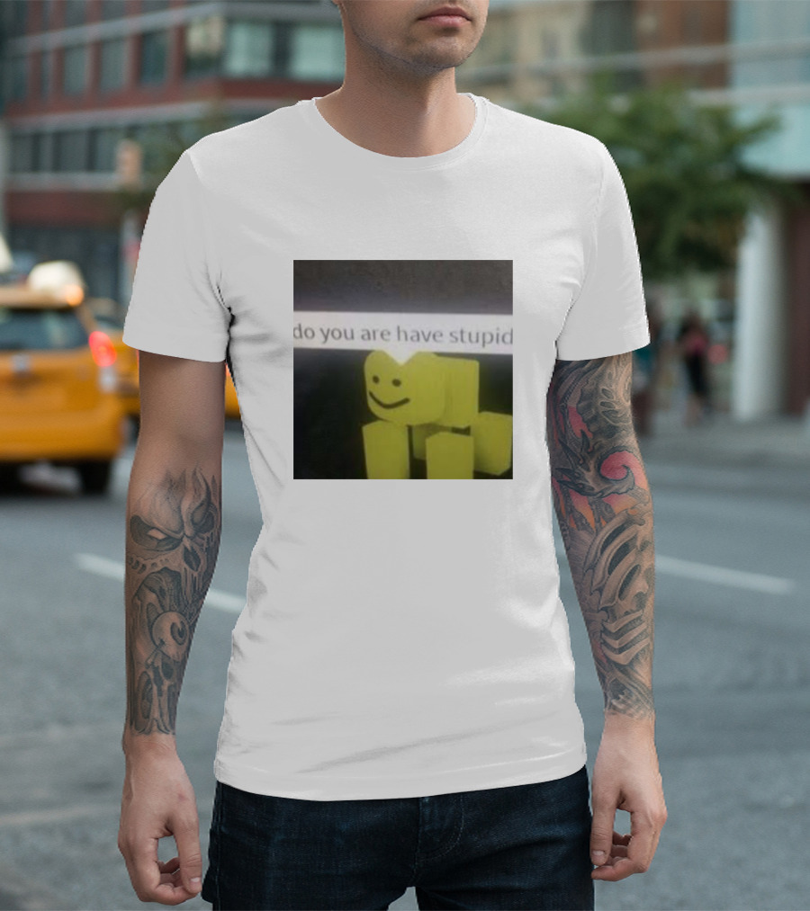 Do You Are Have Stupid Meme Blocky Yellow Figure T-Shirt