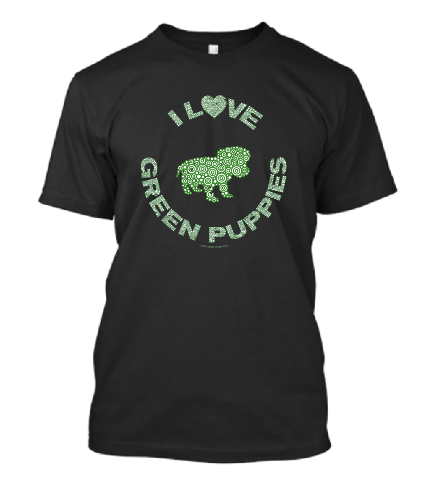 I Love Green Puppies Circle Heart T-Shirt