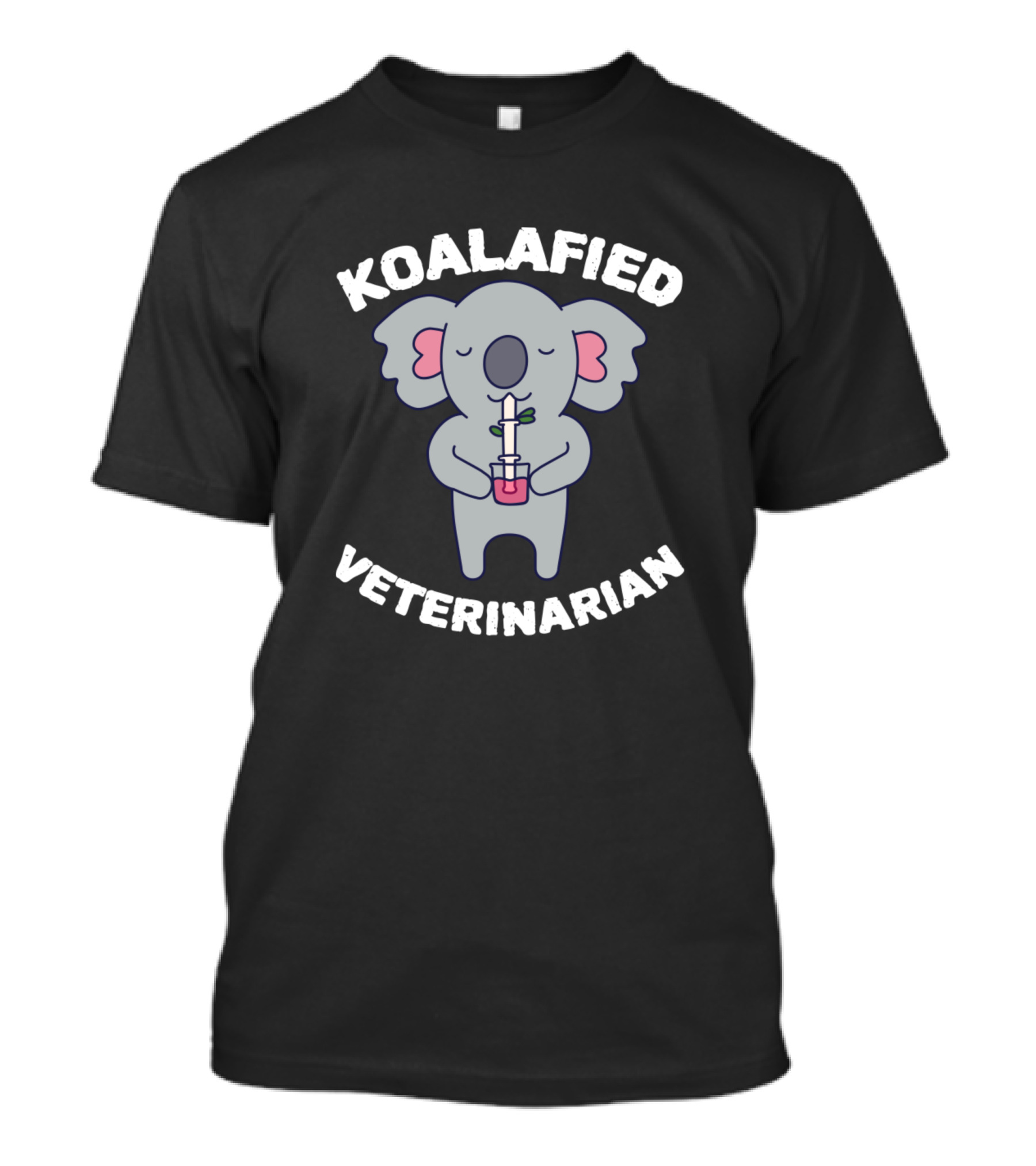 Koalafied Veterinarian Cute Koala Drinking Through Straw T-Shirt
