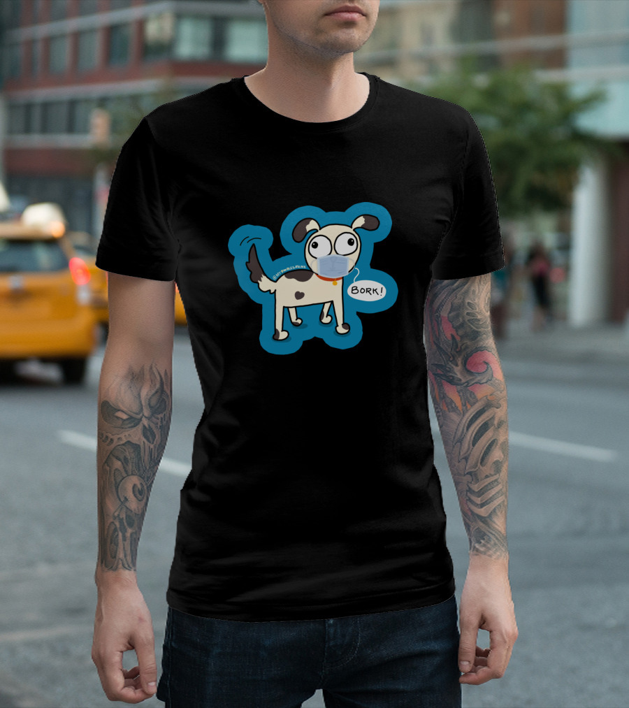 Merry Dogmas Merry Christmask Bork Dog Wearing Mask T-Shirt