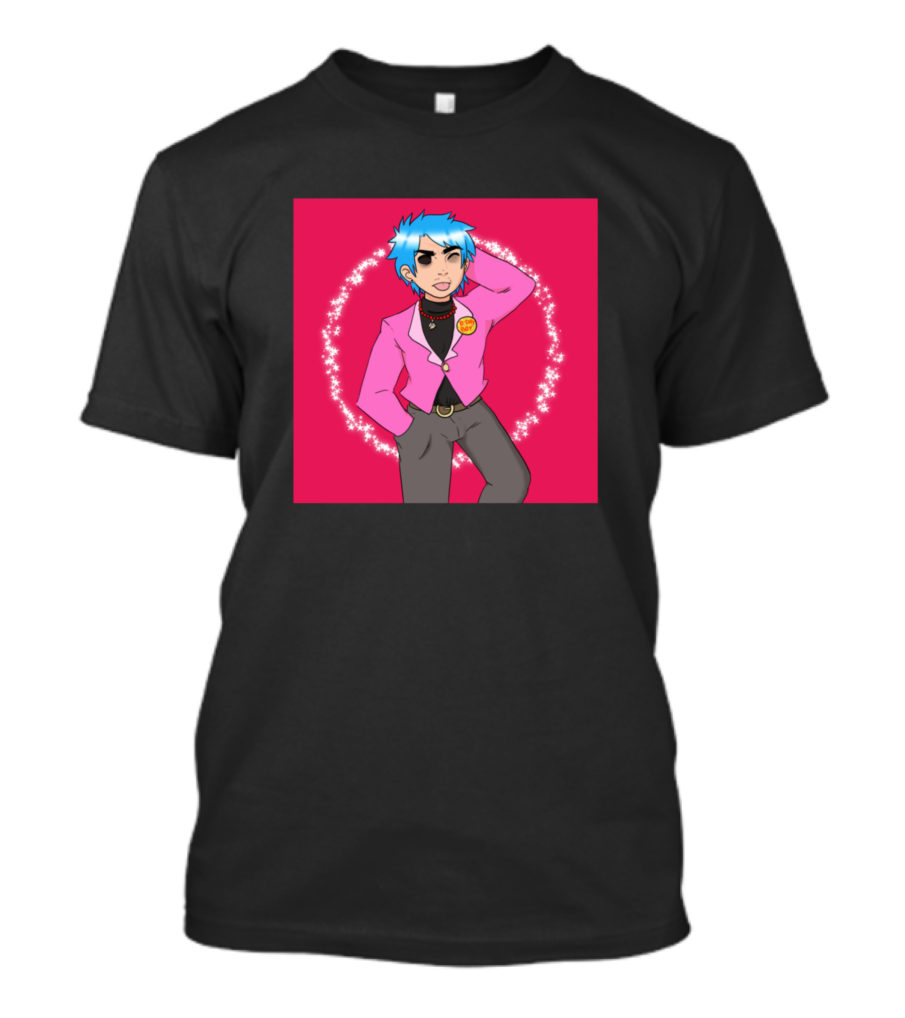 P I N Animated Character Blue Hair Pink Jacket T-Shirt