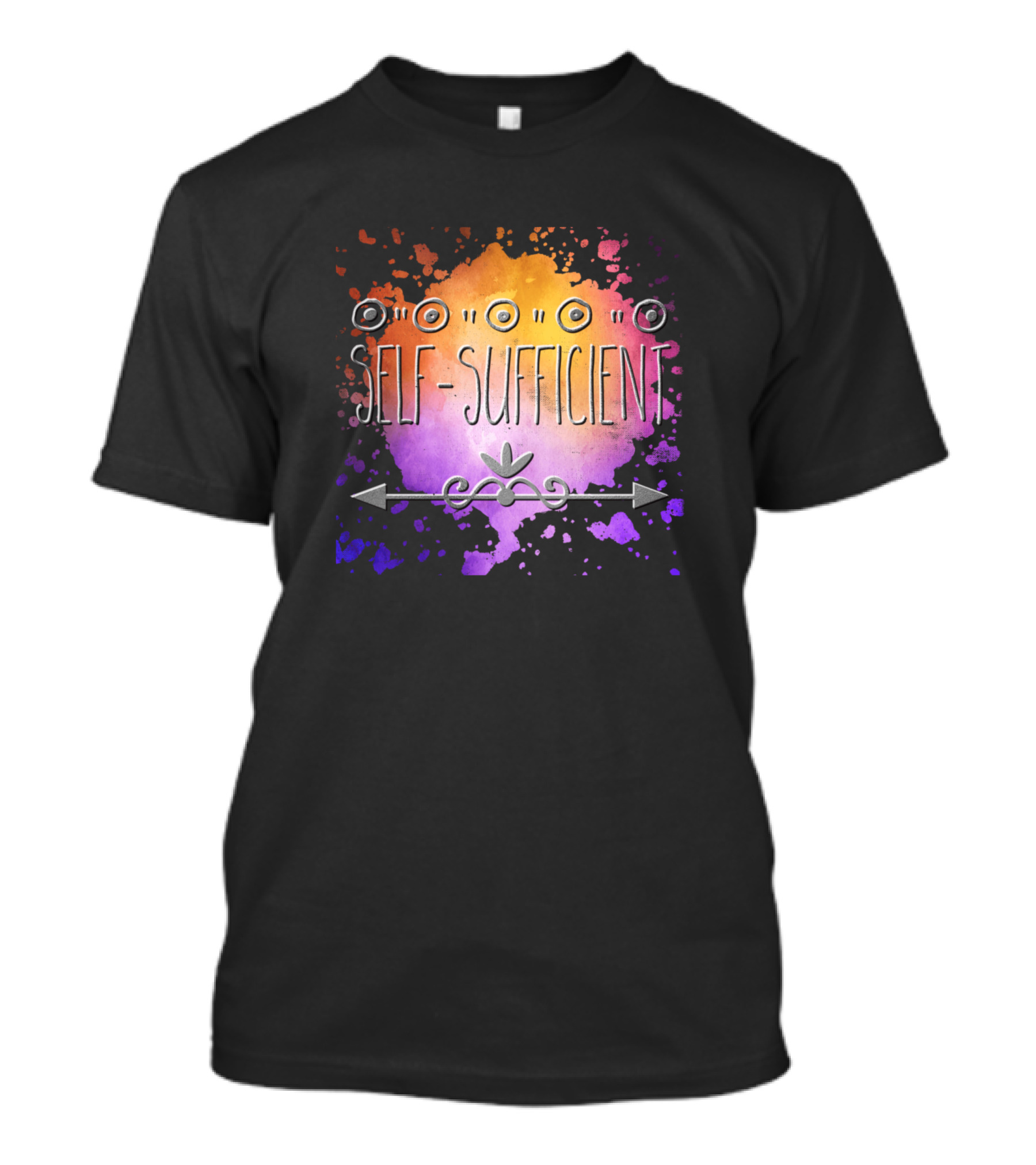 Self Sufficient Colorful Splatter Art With Decorative Arrow And Dots T-Shirt