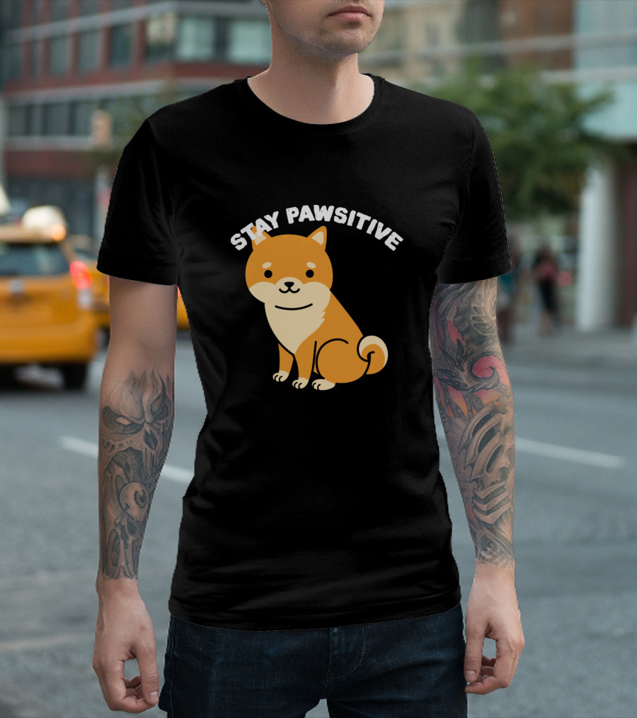 Stay Pawsitive Shiba Inu Sitting T-Shirt
