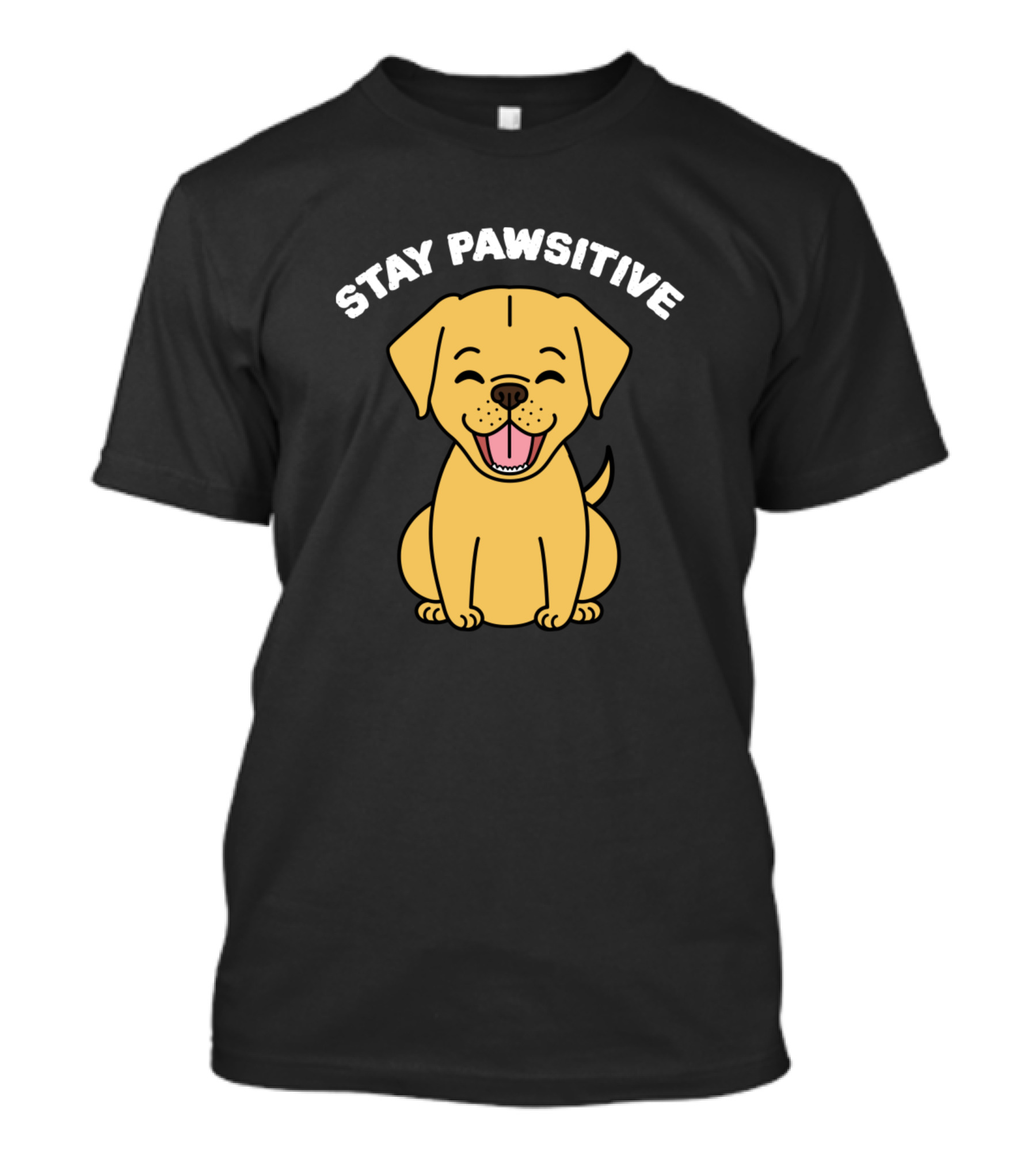 Stay Pawsitive Happy Puppy Smiling Golden Dog T-Shirt