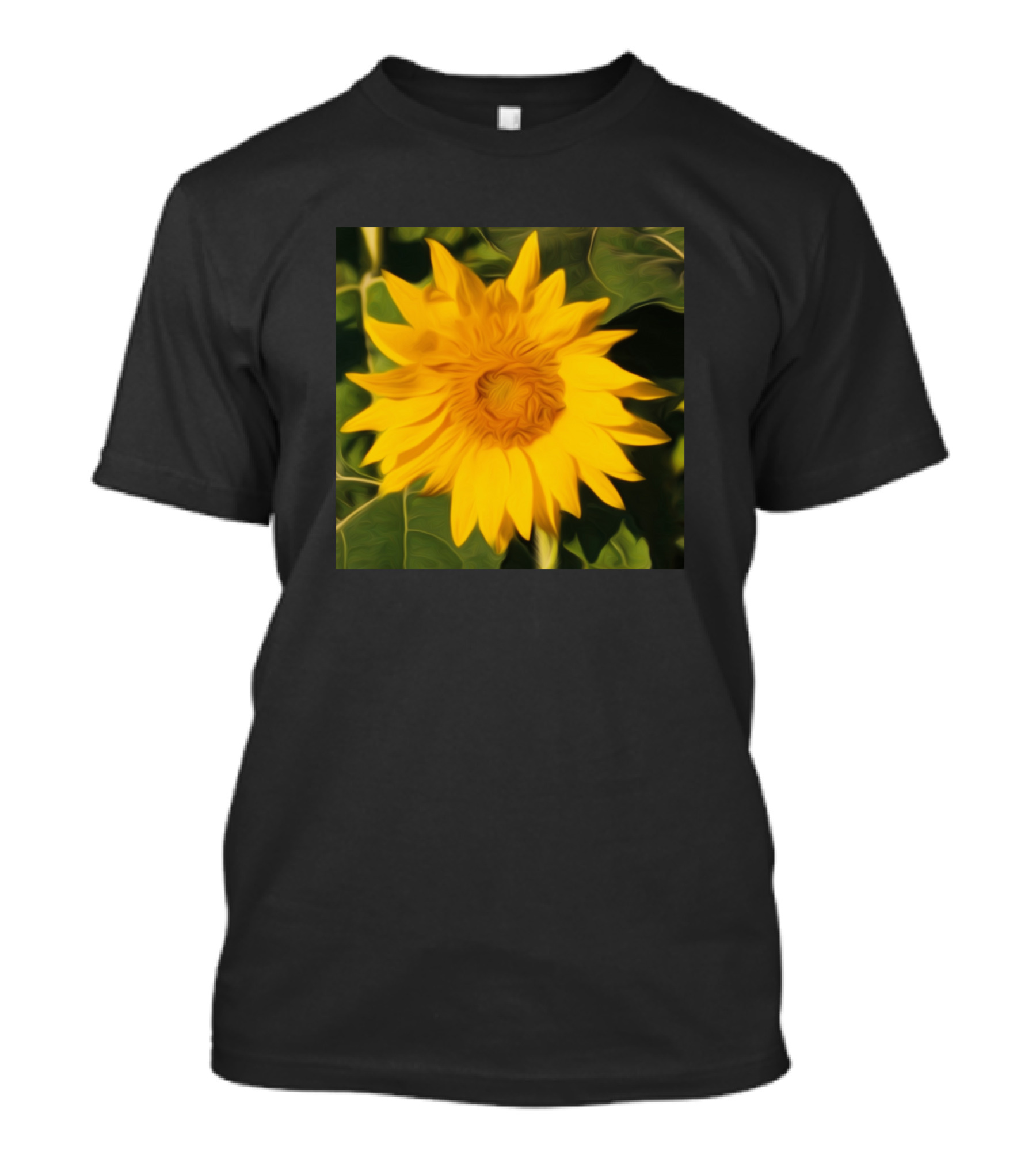Sunflower Golden Bloom Amidst Lush Green Leaves T-Shirt
