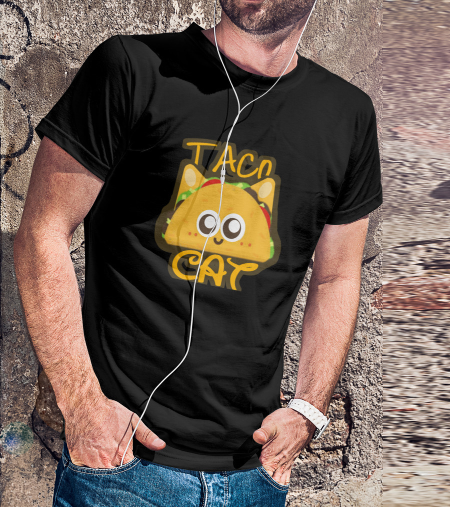 Taco Cat Tacocat Food Text With Cute Taco Kitty Face T-Shirt