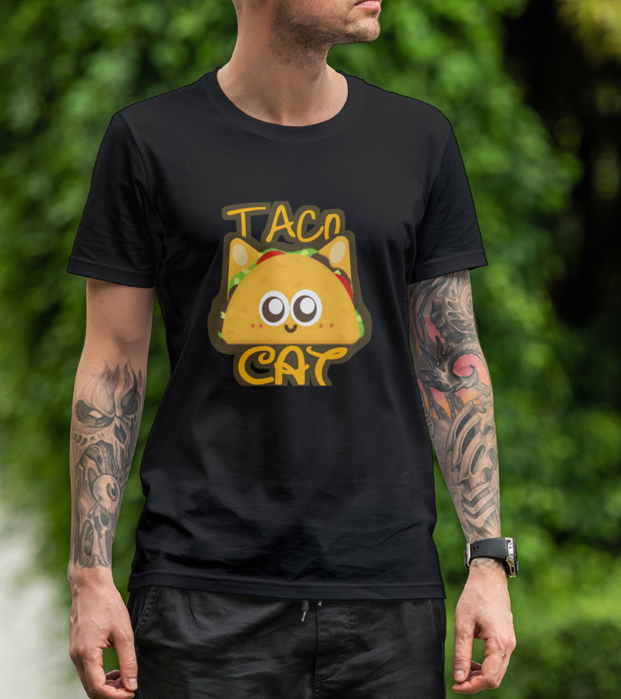 Taco Cat Tacocat Food Text With Cute Taco Kitty Face T-Shirt