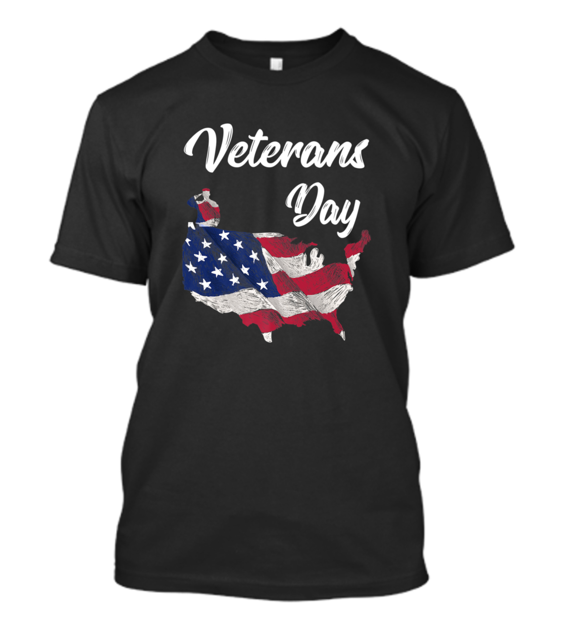 Veterans Day USA Flag Map T-Shirt