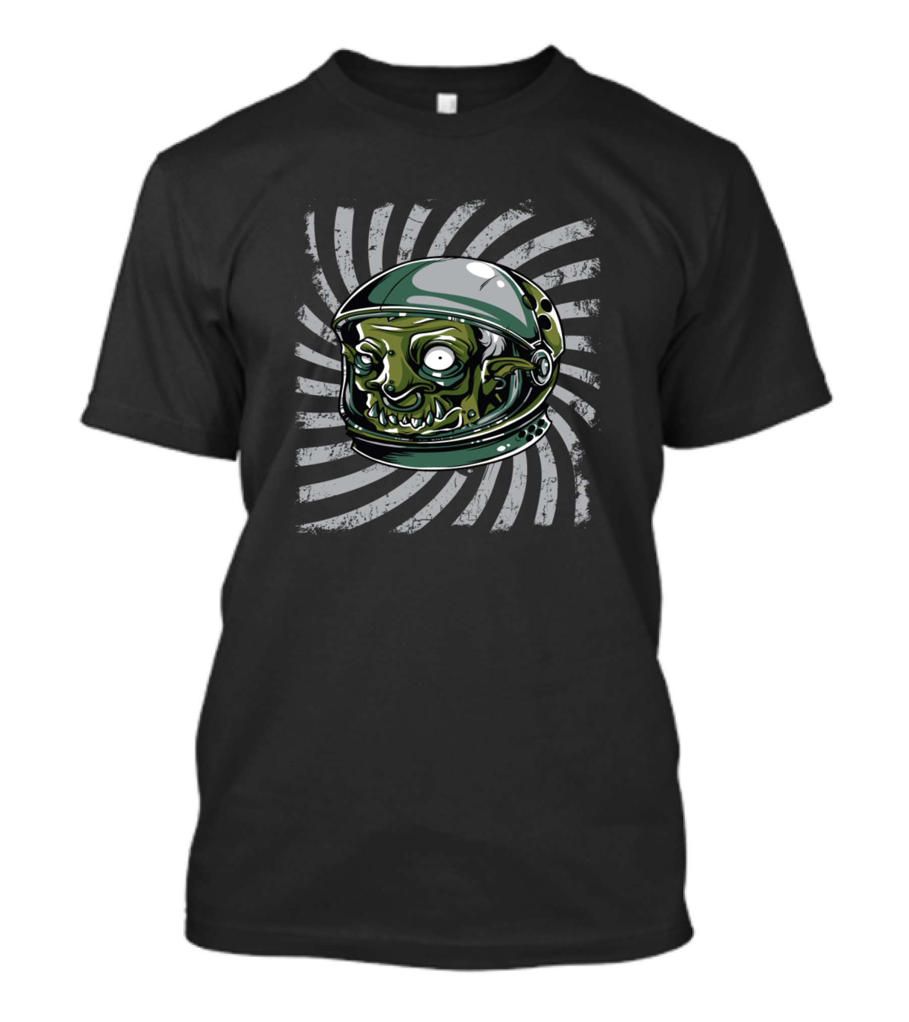 Ape Zombie In Space Helmet With Spiral Background T-Shirt