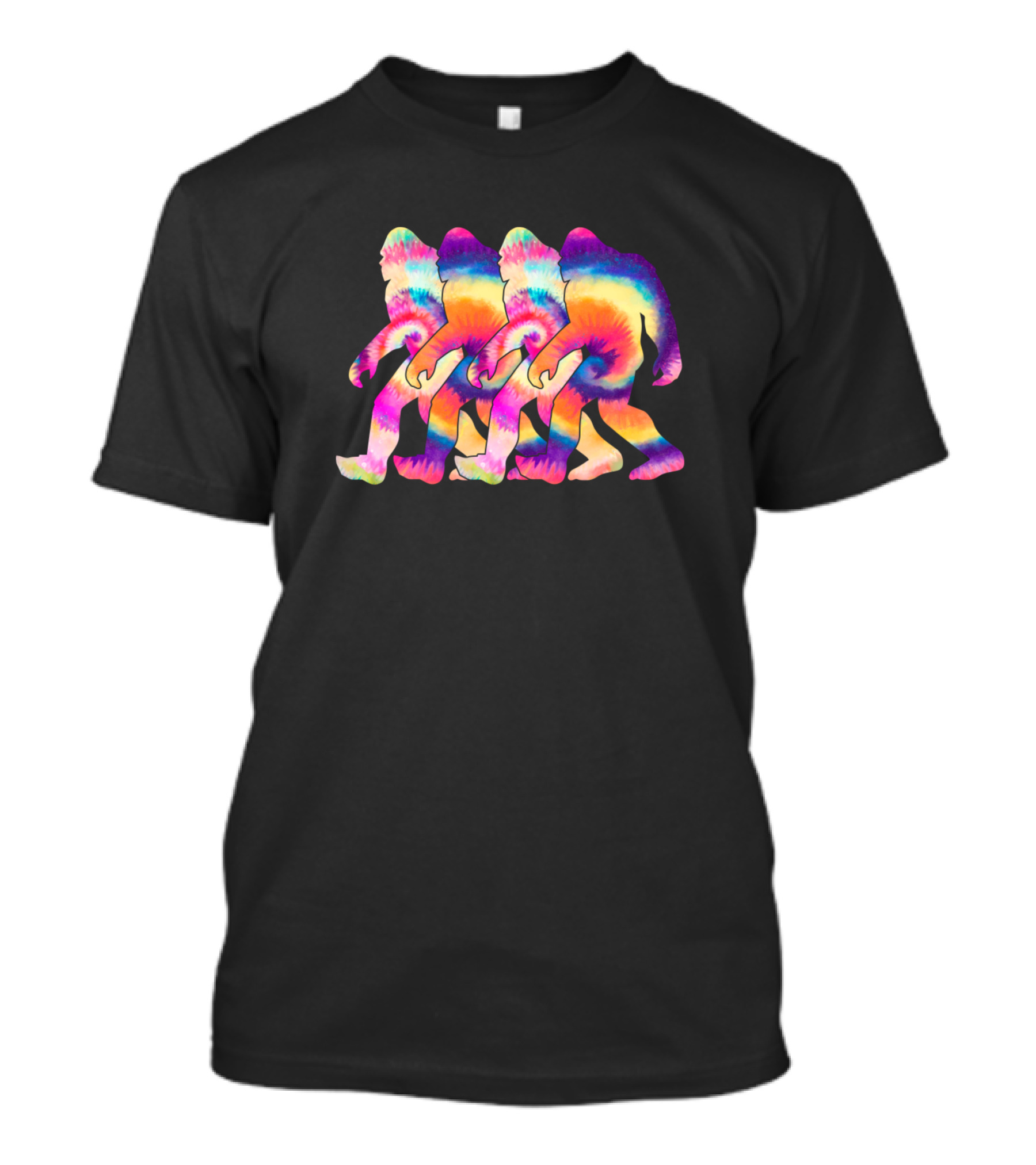 Bigfoot Rainbow Tie Dye Walking Trio T-Shirt