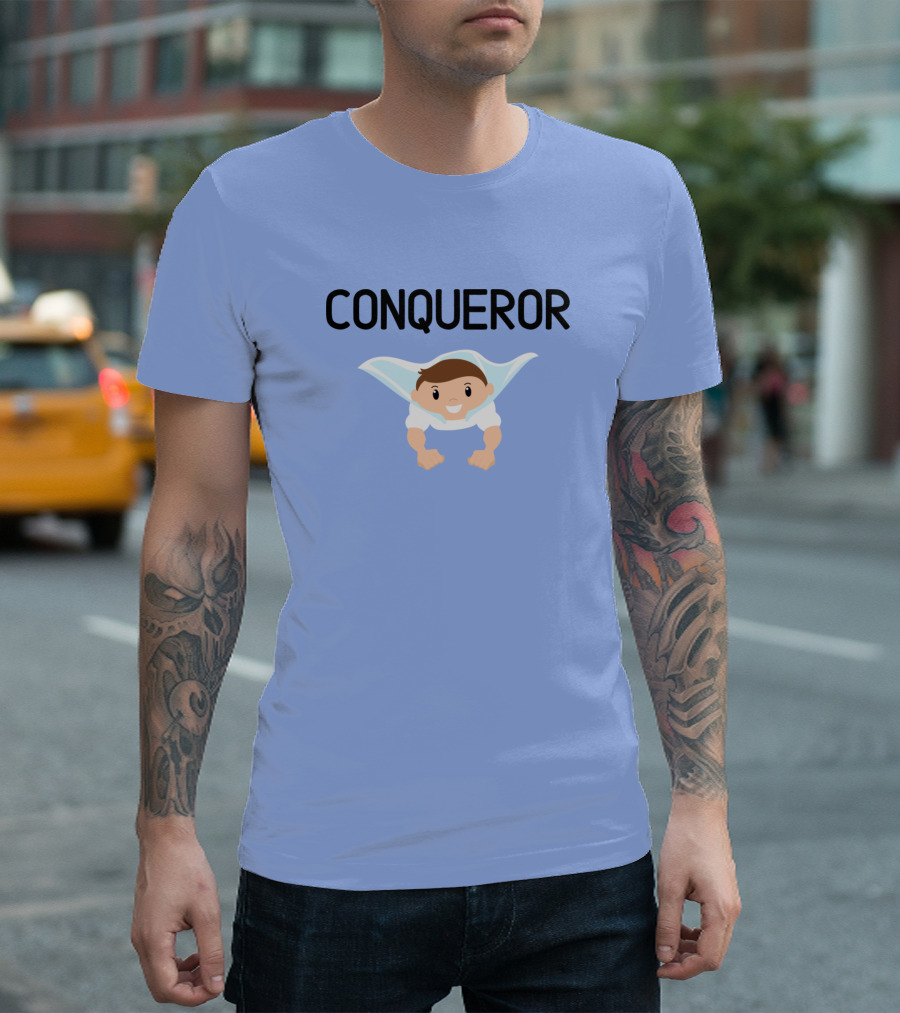 Boy Superhero Conqueror with Inspirational Faith T-Shirt