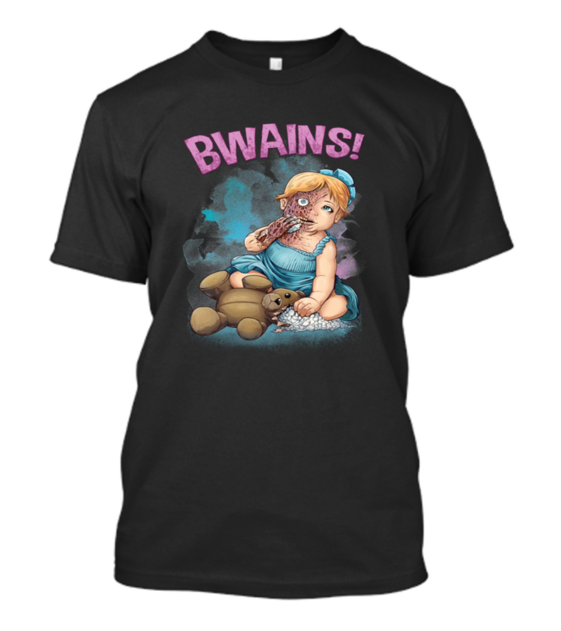 BWAINS Zombie Child With Teddy Bear T-Shirt