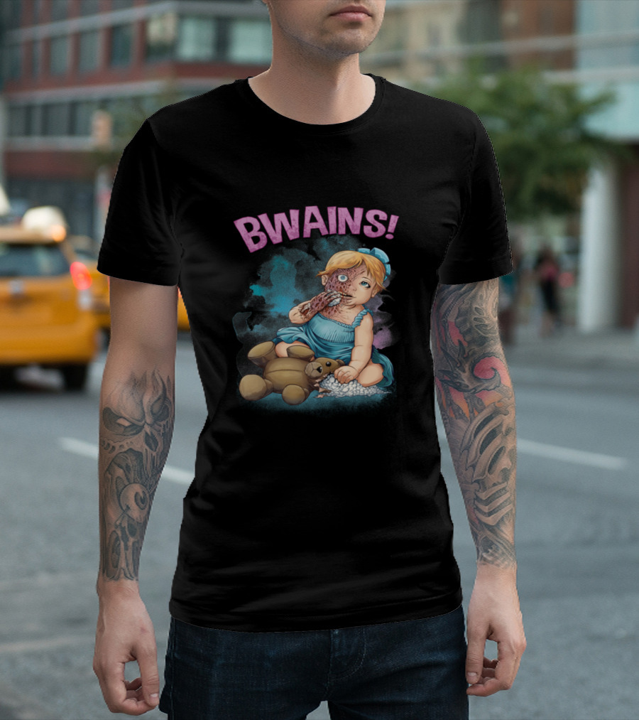 BWAINS Zombie Child With Teddy Bear T-Shirt