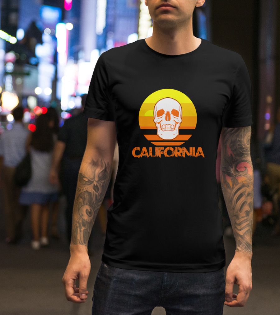 California Skull Sunset Horror T-Shirt