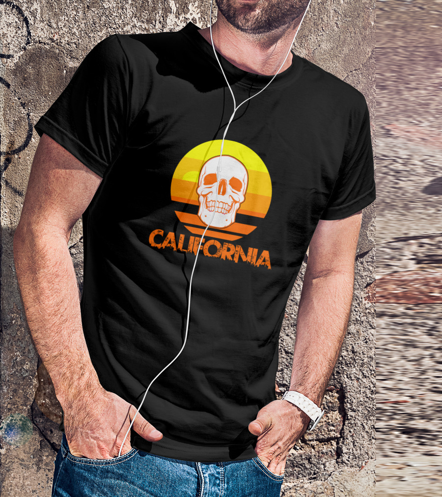 California Skull Sunset Horror T-Shirt