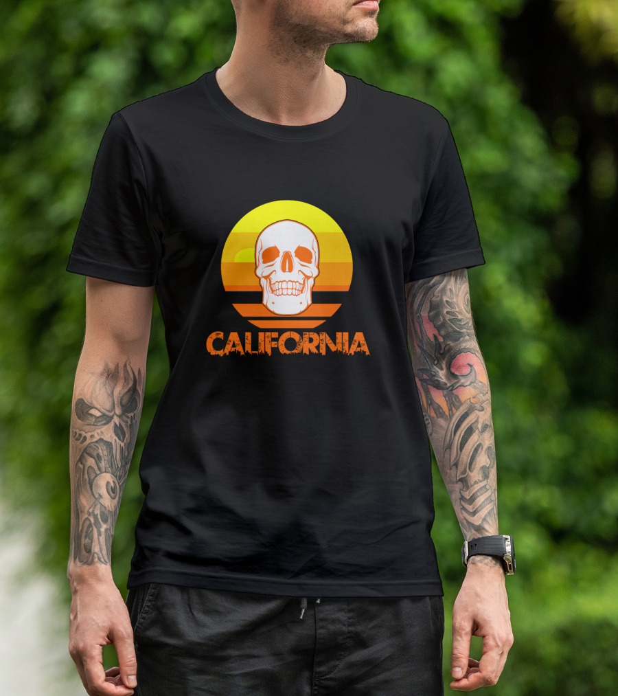 California Skull Sunset Horror T-Shirt