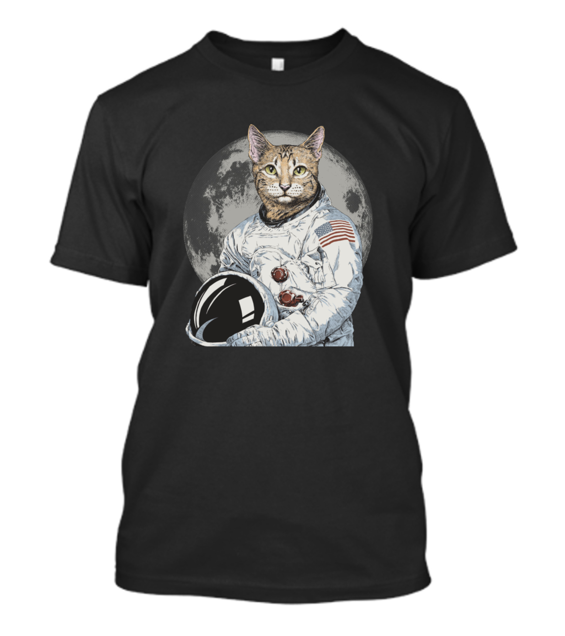 Cat Astronaut Catronaut Moon Mission Apollo Spacesuit USA Flag T-Shirt