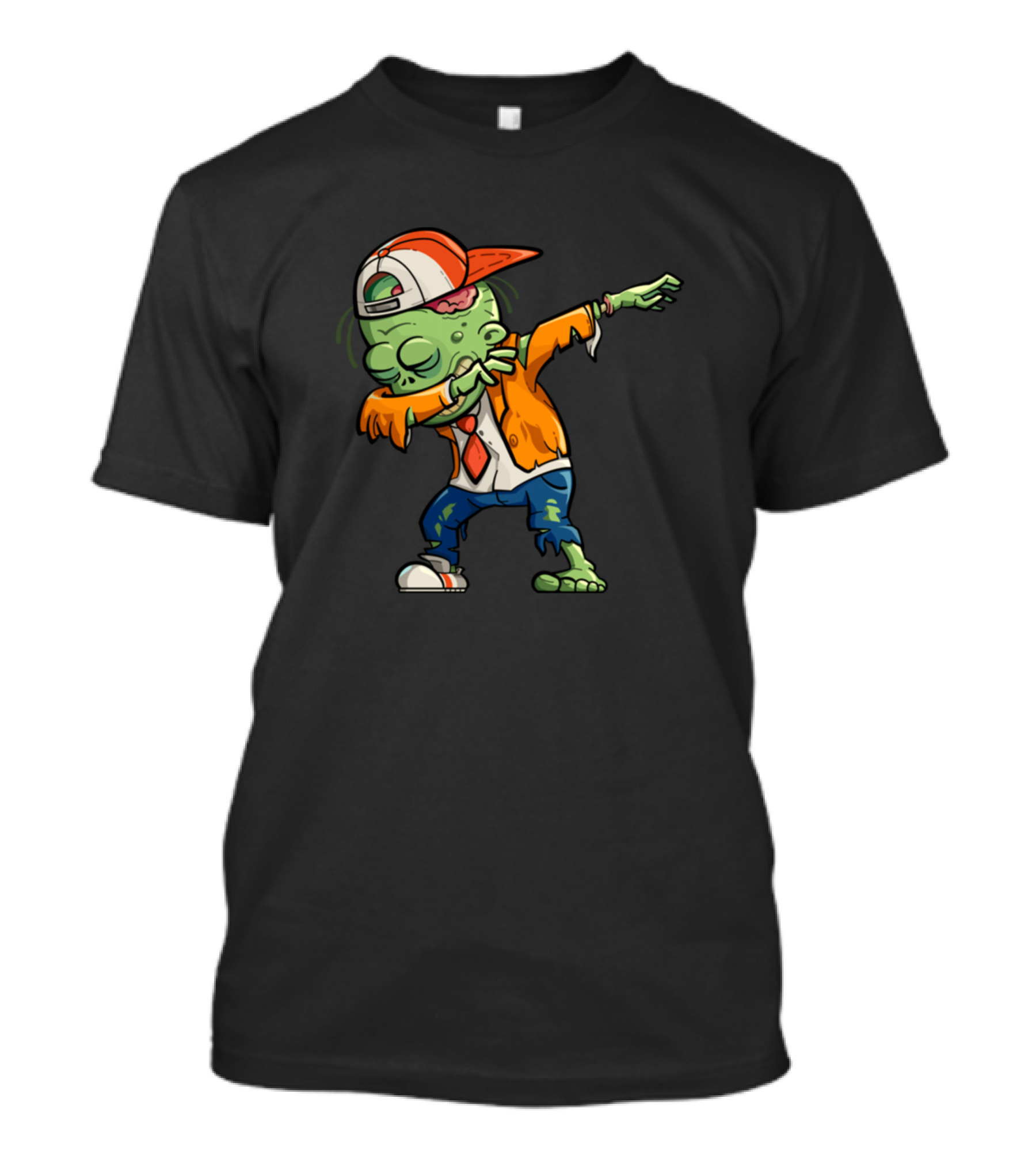 Dabbing Zombie Wearing Orange Jacket And Cap T-Shirt
