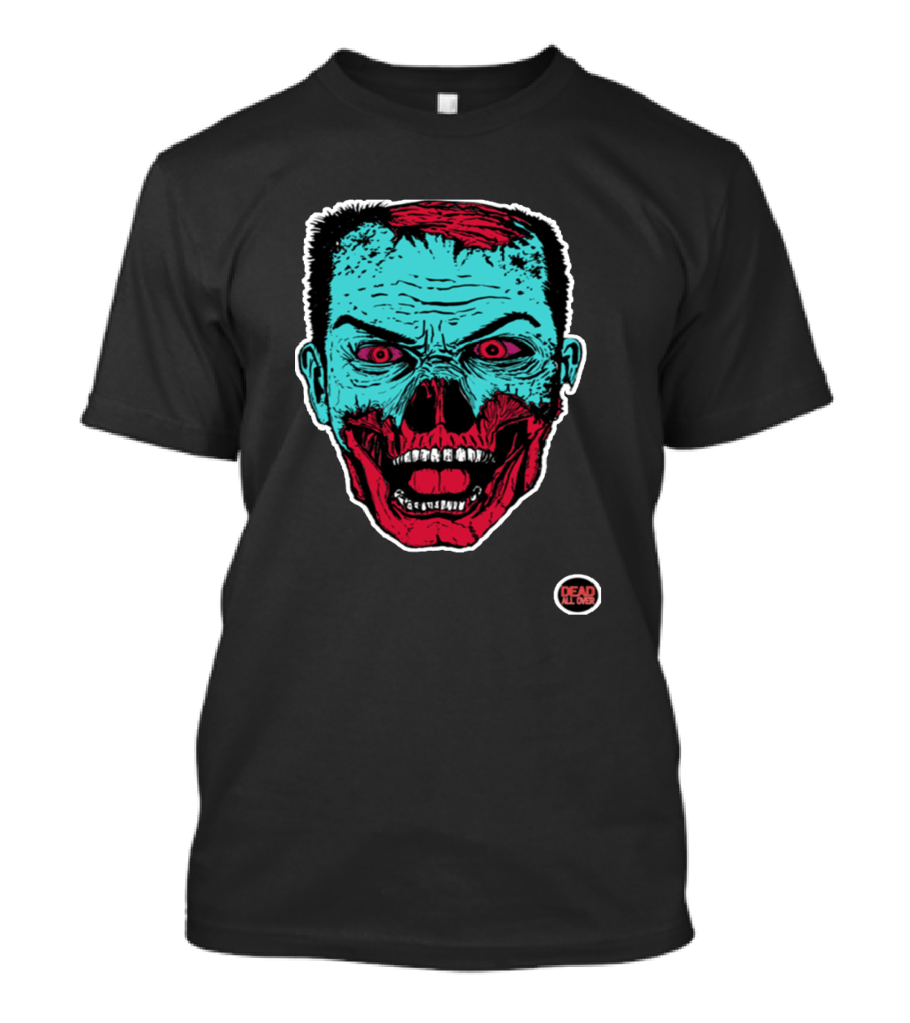 Dead All Over Scary Zombie Face T-Shirt