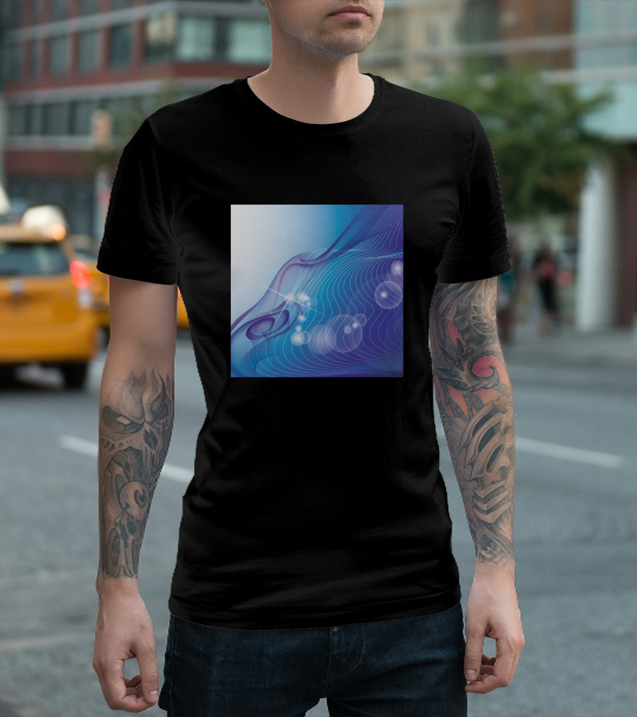 Decorative Mask Flowing Waves And Bubbles T-Shirt