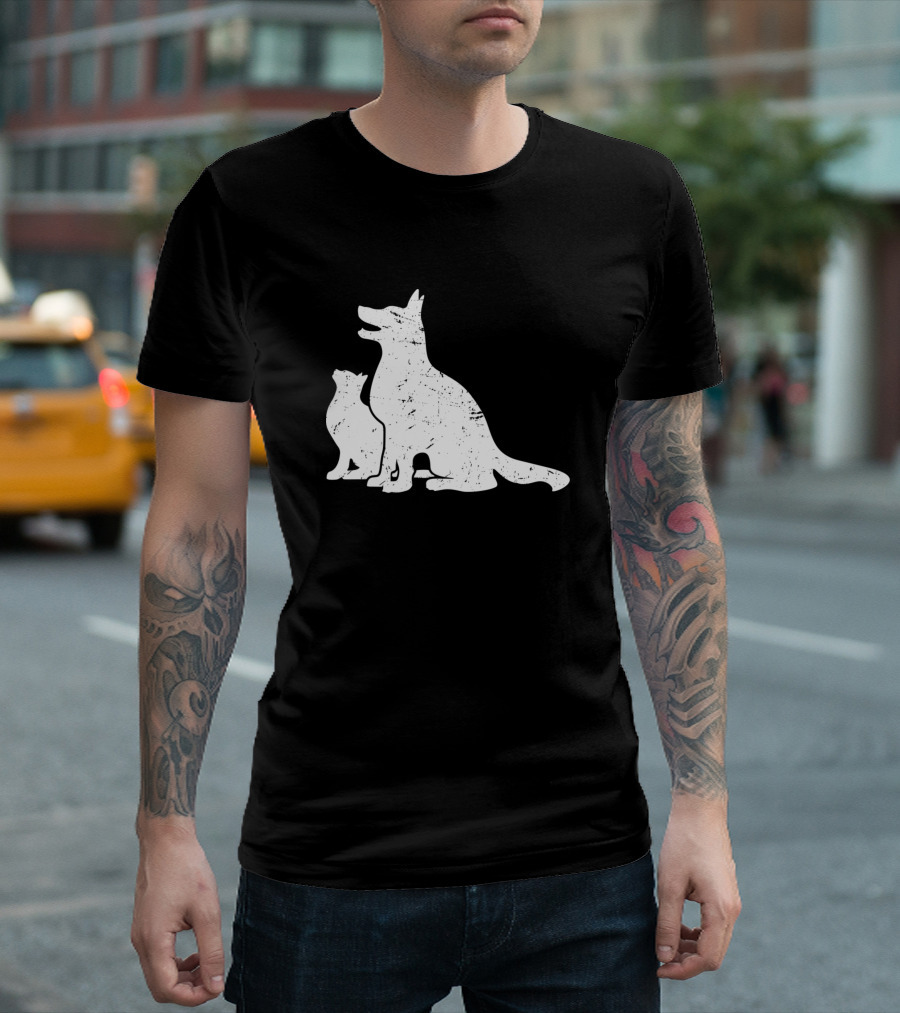 Dog And Cat Silhouette In Profile T-Shirt