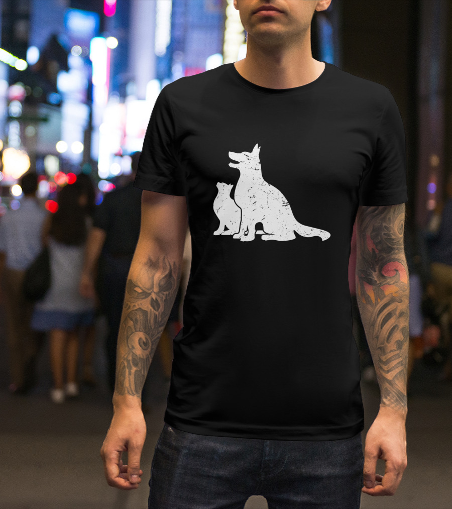 Dog And Cat Silhouette In Profile T-Shirt