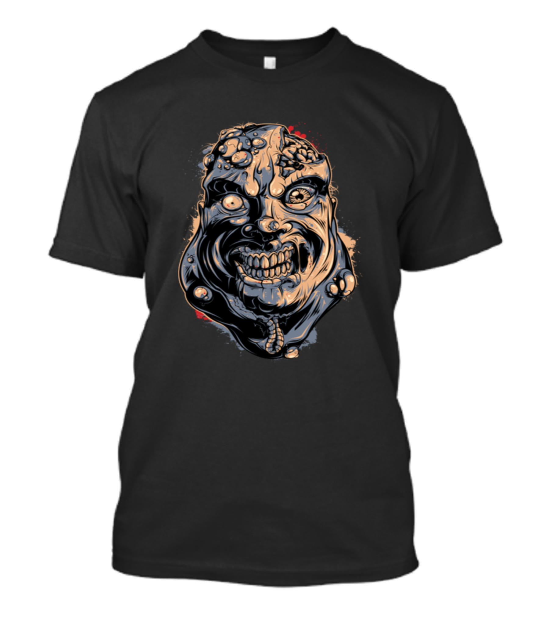 Fat Zombie Grotesque Face With Rotting Skin And Gory Details T-Shirt