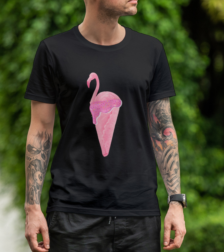 Flamingo Ice Cream Cone With Pink Sprinkles T-Shirt