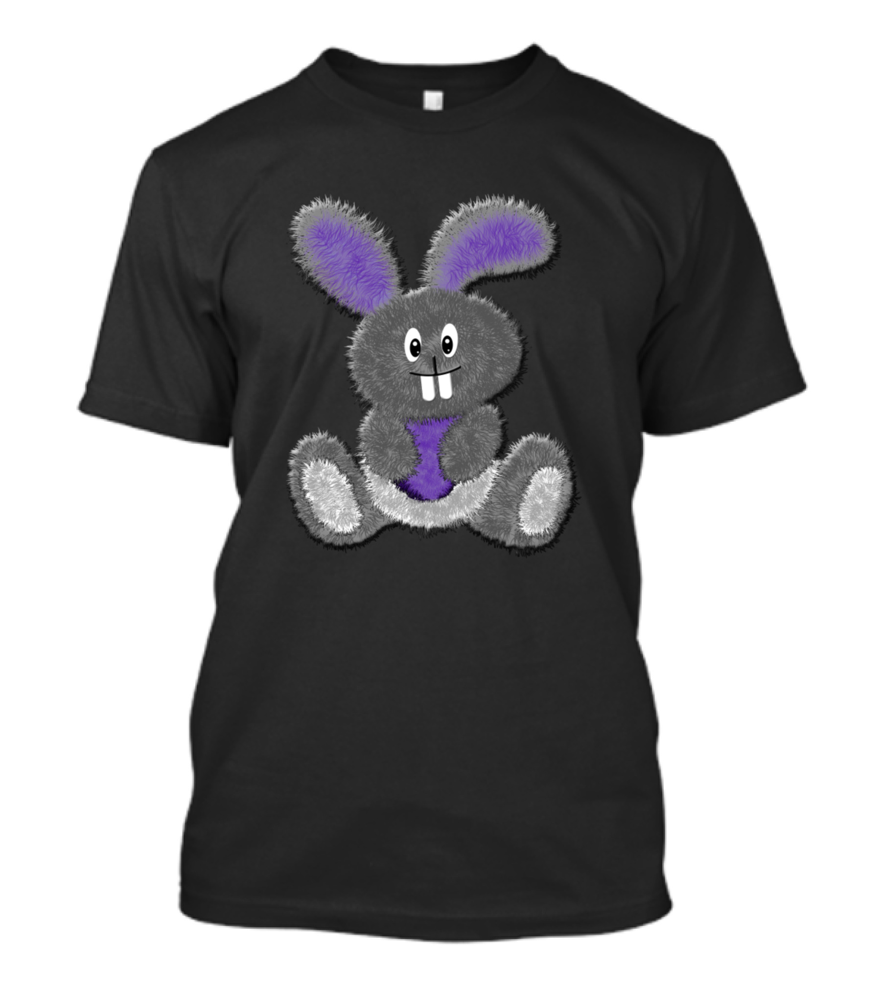Fluffy Gray And Purple Toy Bunny With Cute Smile T-Shirt