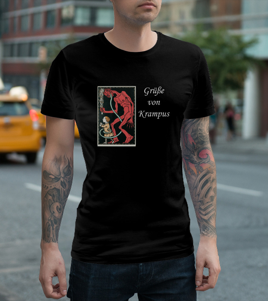Grüße Von Krampus Vintage Holiday Mythology Card T-Shirt