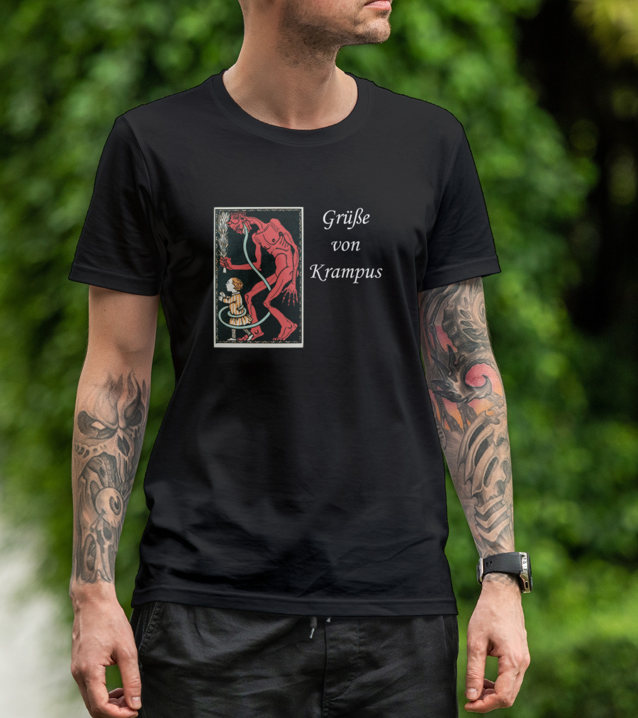 Grüße Von Krampus Vintage Holiday Mythology Card T-Shirt