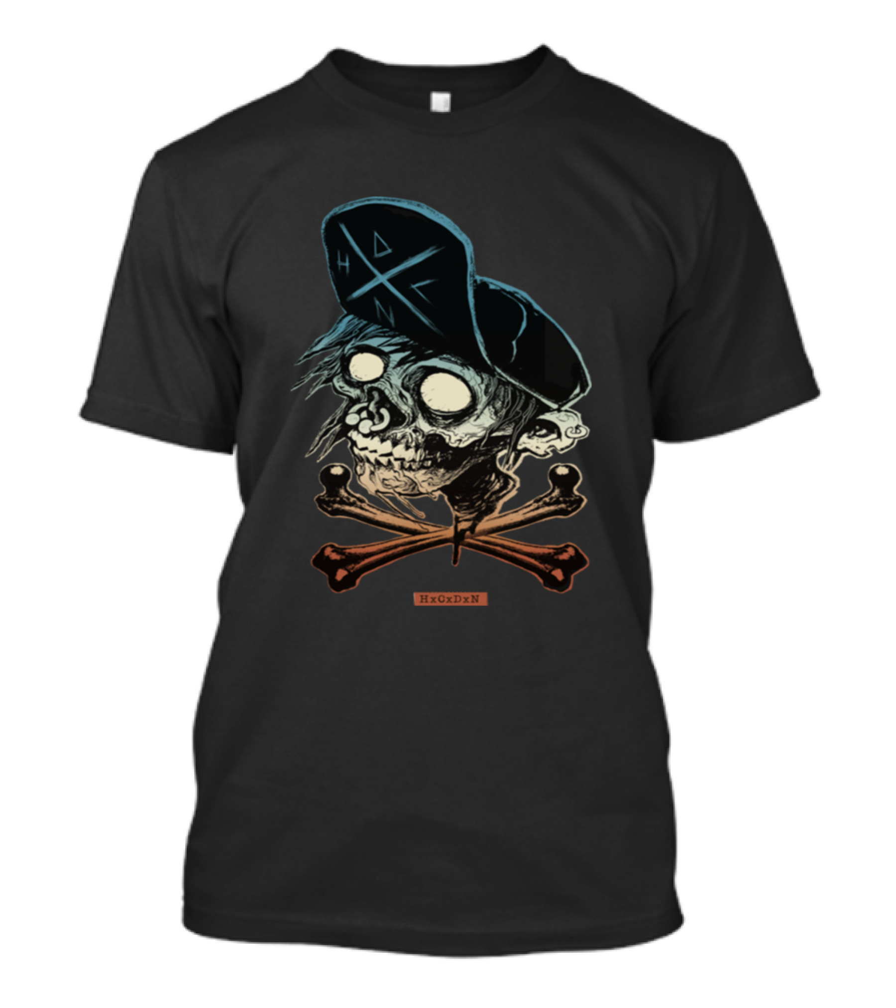 Hc Zombie HxCxdxN Skull With Crossbones And Hat T-Shirt