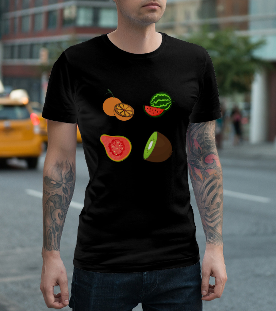Healthy Fruits Orange Watermelon Papaya Kiwi T-Shirt