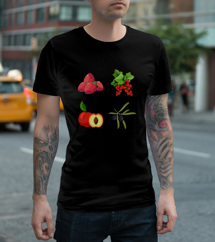 Mixed Fruits Strawberry Currant Peach Olive T-Shirt