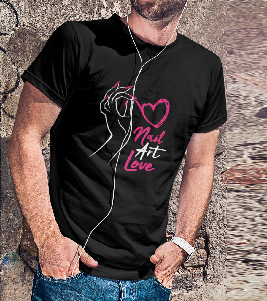 Nail Art Love Heart Fingernail Manicure T-Shirt