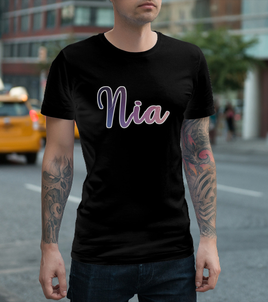 Nia Gradient Script with Starry Night Sky Palette T-Shirt