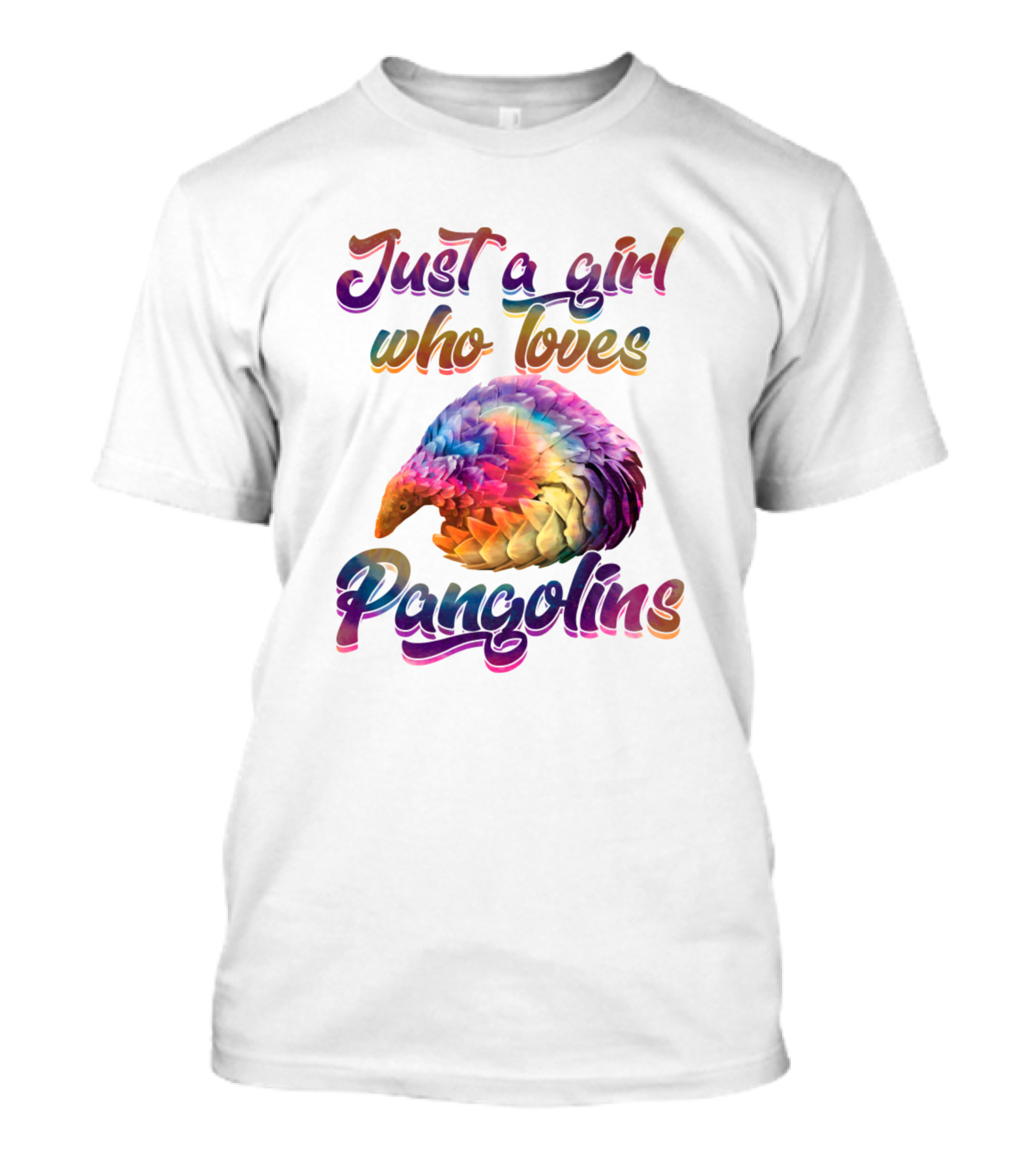 Just A Girl Who Loves Pangolins Rainbow Tie Dye T-Shirt