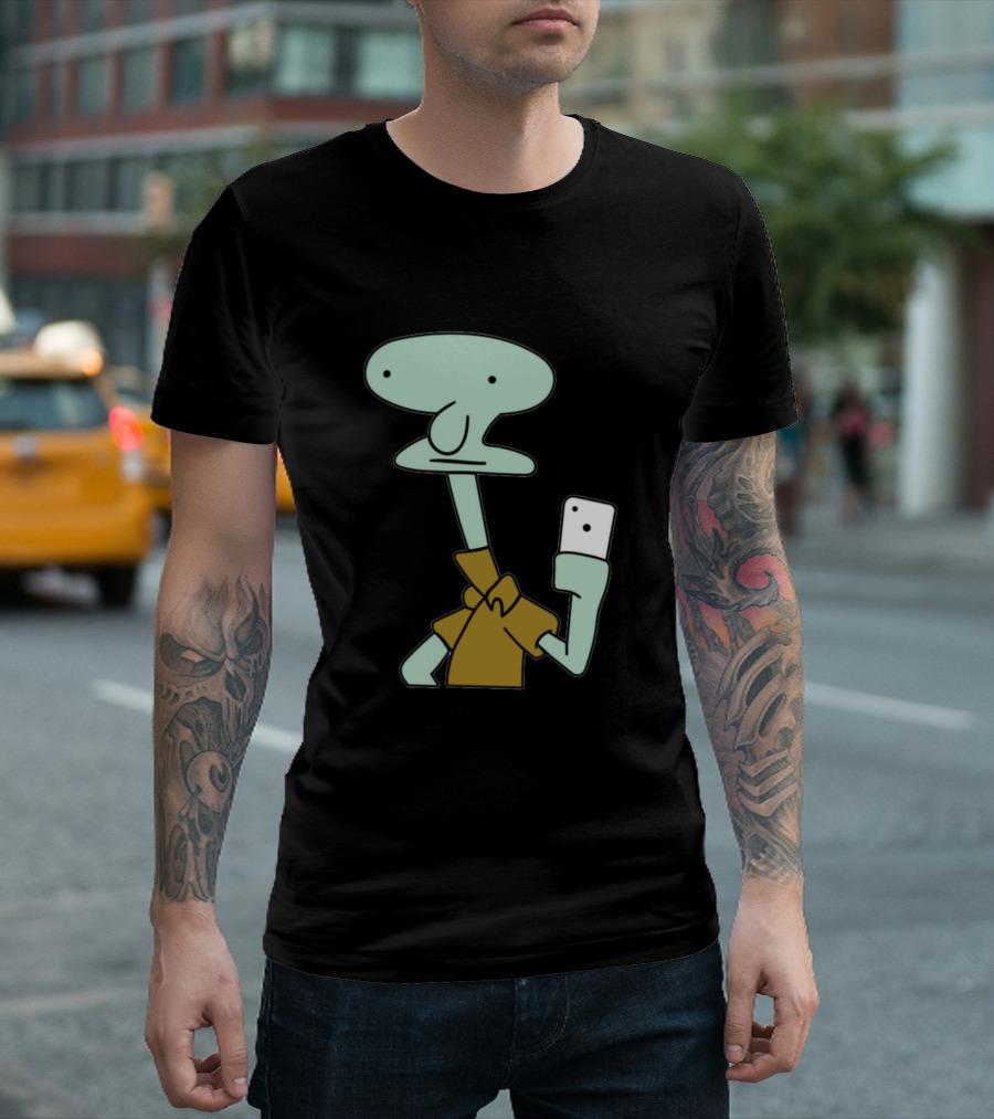 Poorly Drawn Squidward Taking Selfie Meme T-Shirt