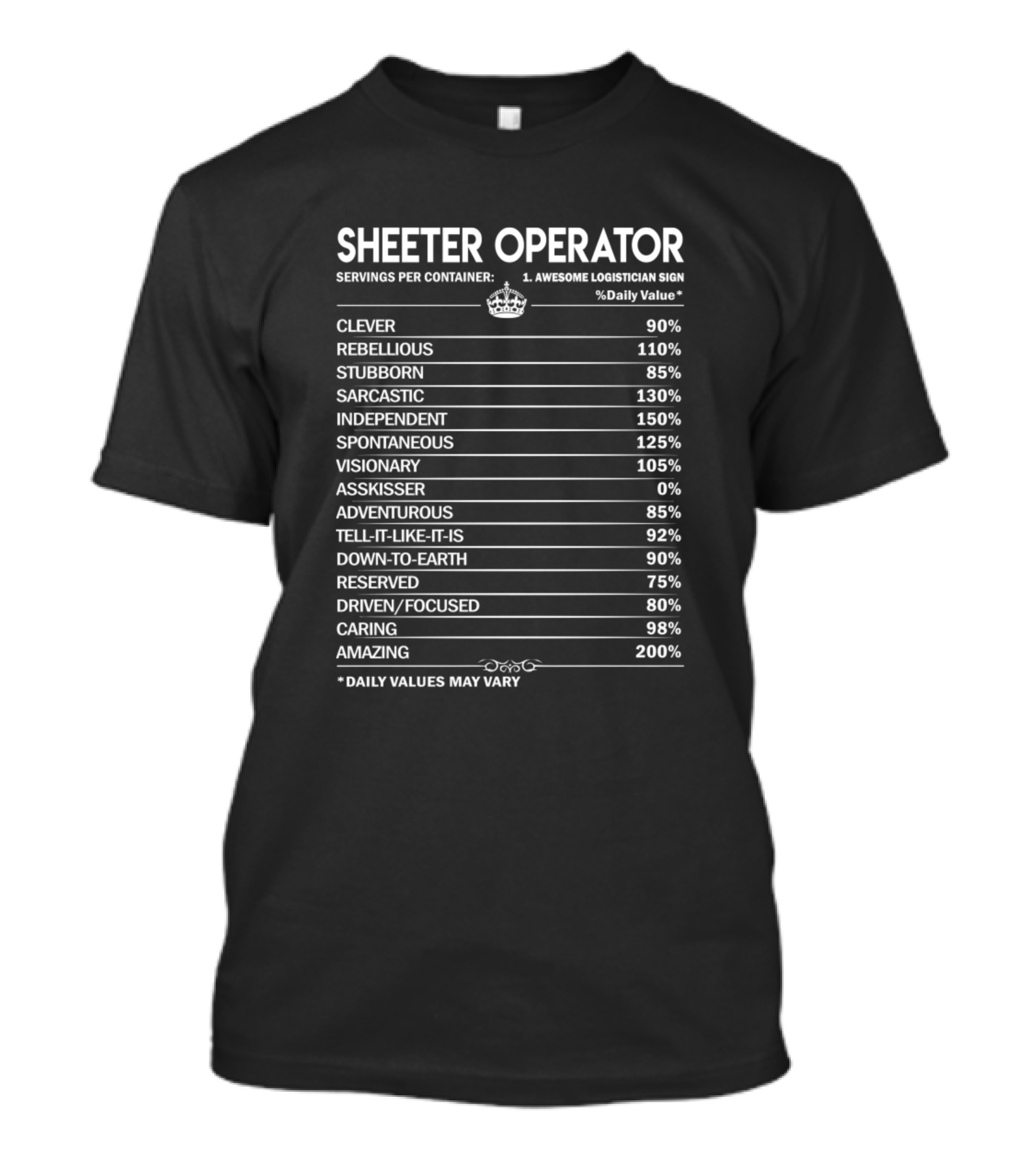SHEETER OPERATOR CLEVER REBELLIOUS INDEPENDENT AMAZING DAILY VALUES T-Shirt