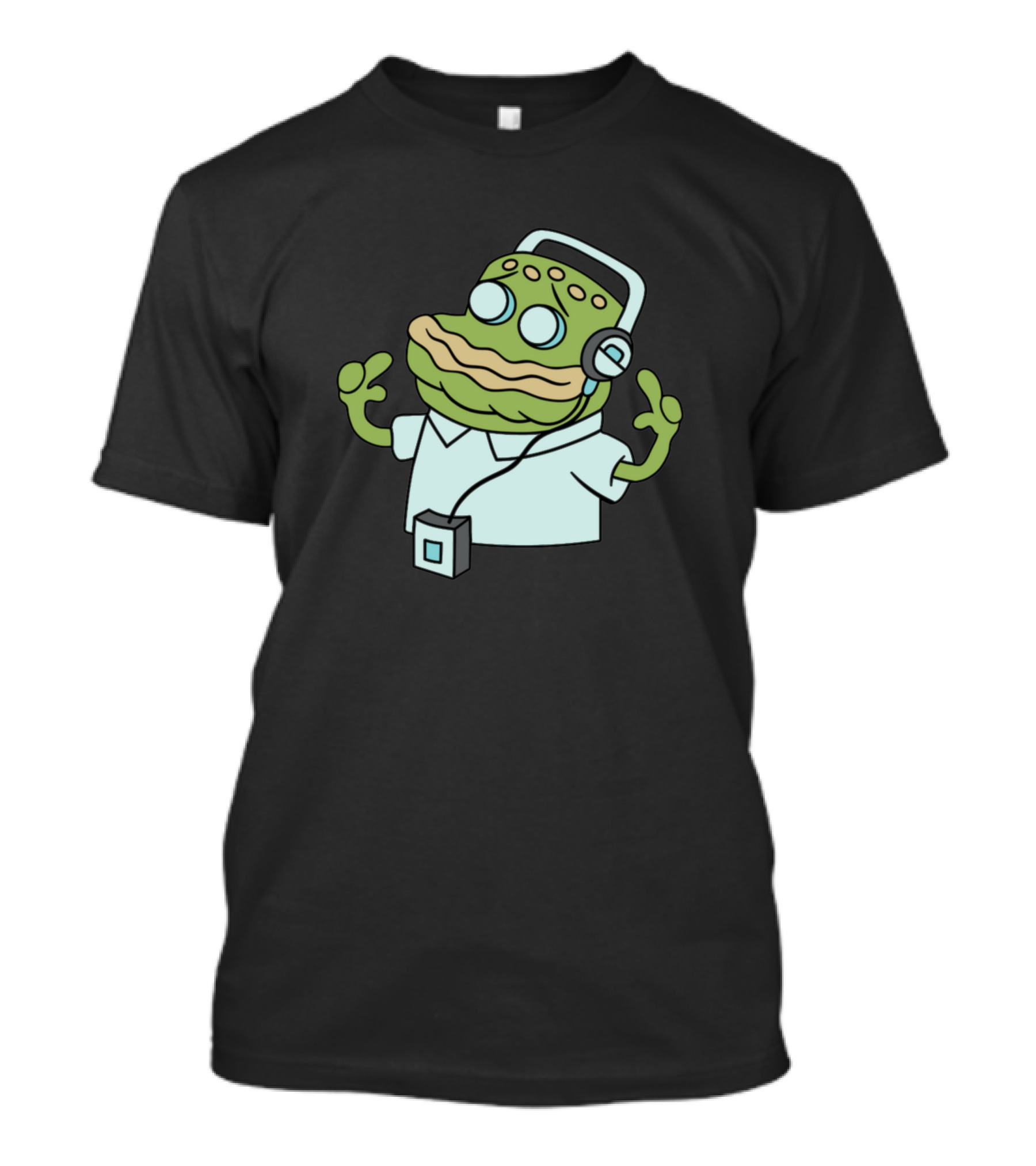 Spongebob Old Man Jenkins Music Headphones Cartoon Character Listening T-Shirt