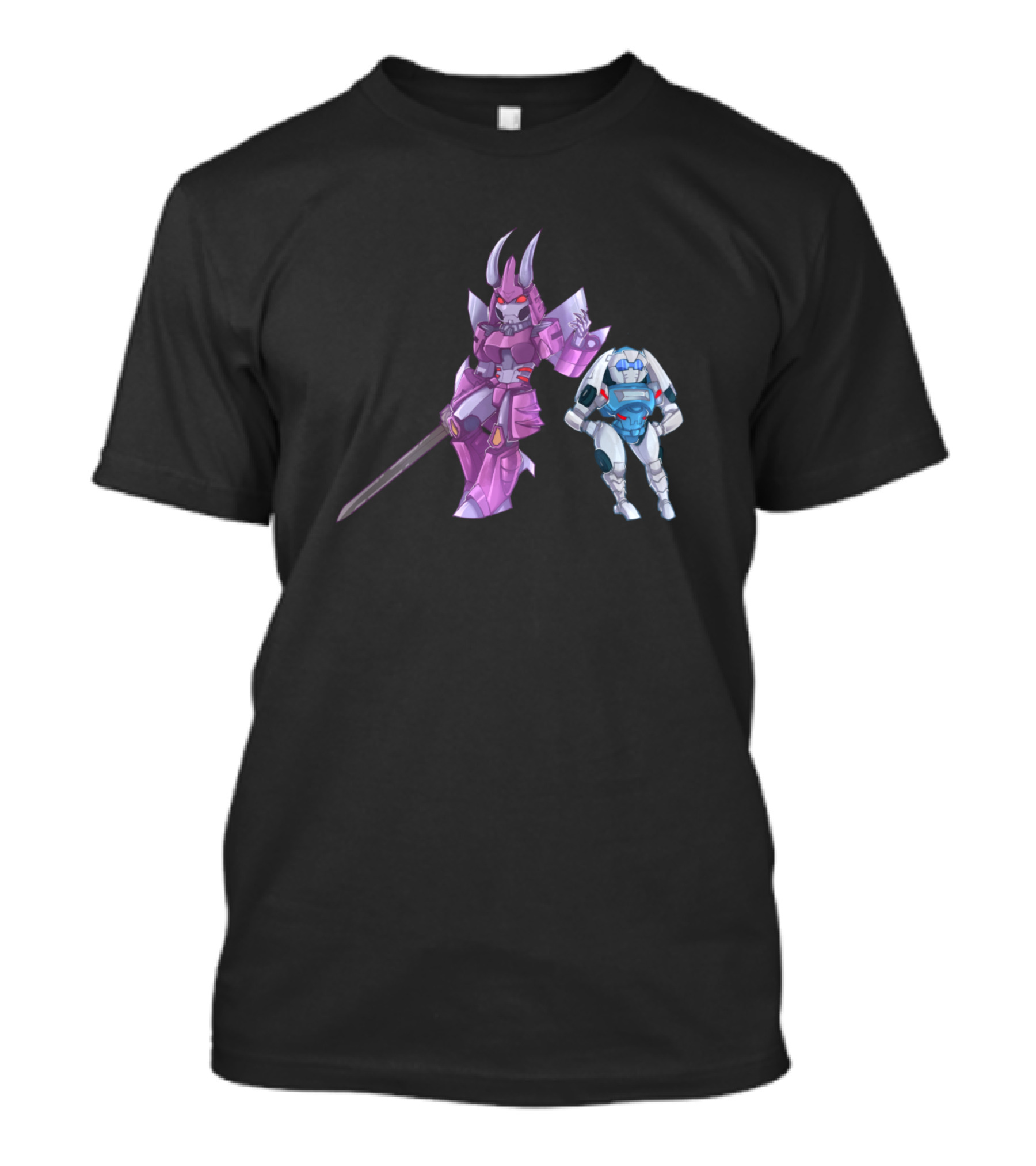 Terrible Duo Purple Armored Warrior And Blue Mecha Robot T-Shirt