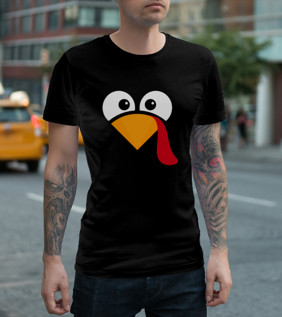 Turkey Face Heart Eyes Beak Red Snood T-Shirt