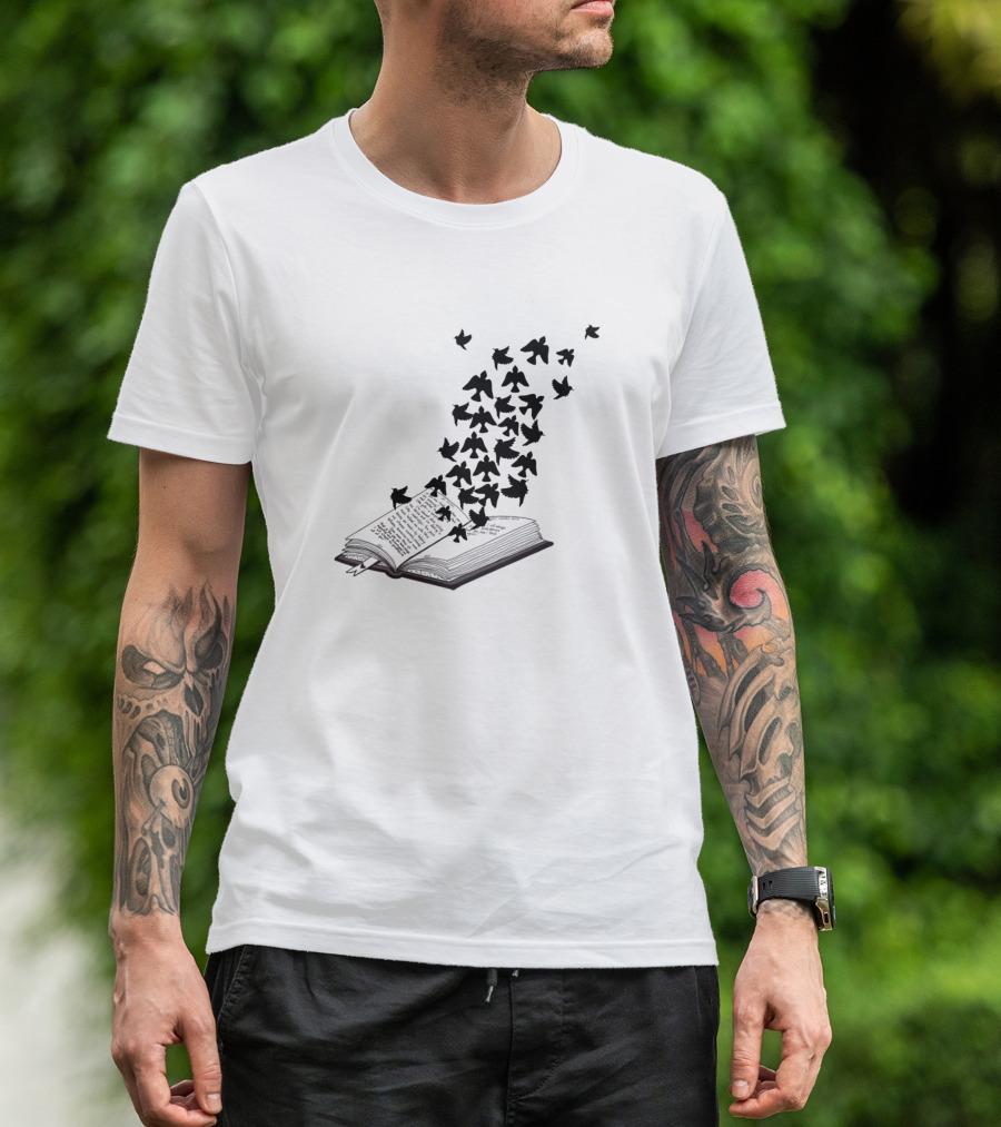 Where Imagination Takes Flight Book And Birds In Flight T-Shirt
